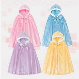 Movie & TV Theme Costumes |   Frozen Princess Cinderella Elsa Robe Hooded Cloak Girls’ Movie Cosplay Anime Light Blue Yellow Pink Halloween Masquerade Cloak Pink Cosplay & Costumes Movie & TV Theme Costumes