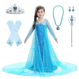 Movie & TV Theme Costumes |   Frozen Princess Elsa Dress Flower Girl Dress Girls’ Movie Cosplay A-Line Slip Pattern Dress With Accessories Children’s Day Masquerade Cotton World Book Day Costumes Blue (With Accessories) Cosplay & Costumes Blue (With Accessories)