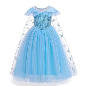 Movie & TV Theme Costumes |   Frozen Princess Frozen Elsa Dress Party Costume Flower Girl Dress Girls’ Movie Cosplay Cosplay Costume Party Blue Dress Cloak Halloween Children’s Day Masquerade Polyester World Book Day Costumes Blue Cosplay & Costumes Blue