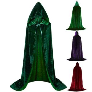 Movie & TV Theme Costumes |   Hocus Pocus Witch Mary Sarah Cloak Masquerade Men’s Women’s Boys Movie Cosplay Cosplay Costume Party Red Purple Green Masquerade Cloak Green Cosplay & Costumes Green