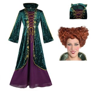 Movie & TV Theme Costumes |   Hocus Pocus Witch Winifred Dress Cloak Masquerade Women‘s Movie Cosplay Cosplay Costume Party Green Halloween Masquerade Polyester / Cotton With Wig Green Cosplay & Costumes Green