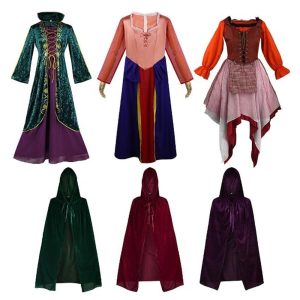 Movie & TV Theme Costumes |   Hocus Pocus Witch Winifred Dress Cloak Masquerade Women’s Movie Cosplay Cosplay Costume Party Red Dark Green Purple Halloween Masquerade Dark Green Cosplay & Costumes Dark Green