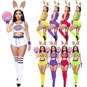 Movie & TV Theme Costumes |   Inspired by Cosplay Space Jam Lolita Tune Squad Lola Bunny Anime Cosplay Costumes Japanese Cosplay Suits Top Pants For Women’s White Cosplay & Costumes Movie & TV Theme Costumes