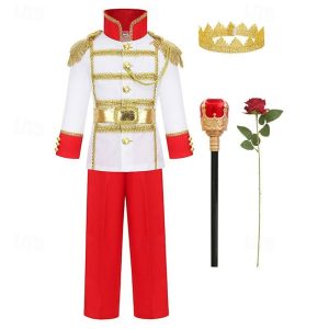 Movie & TV Theme Costumes |   King Prince Charming Prince Eric Cosplay Costume Outfits Boys Movie Cosplay Cosplay White&Red Halloween Children’s Day Top Pants Belt White&Red Cosplay & Costumes Movie & TV Theme Costumes