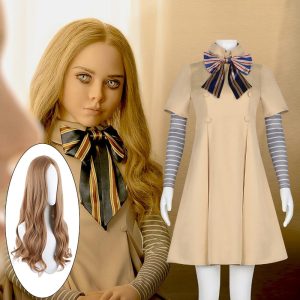 Movie & TV Theme Costumes |   M3GAN 2023 Horror Movie Doll Megan Cosplay Costume Women‘s Girls‘ Movie Cosplay Classic Lolita Sweet Dress Bow Tie Dress Sleeves Socks Carnival Masquerade World Book Day Costumes With Wig Dress+Sleeves+Socks+Bow Tie Cosplay & Costumes Dress+Sleeves+Socks+Bow Tie