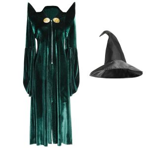 Movie & TV Theme Costumes |   Magician Magic Harry Minerva McGonagall Dress Hat Masquerade Men’s Women’s Movie Cosplay Cosplay Green Carnival Masquerade Dress Hat Green Cosplay & Costumes Green