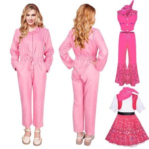 Movie & TV Theme Costumes |   Movie Outfits Hot Pink Jumpsuit Western Cowgirl Costume Star-Covered Flared Pants Pink Gingham Dress Cheerleader Jumpsuit Y2K Retro Vintage 03 Pink Jumpsuit Cosplay & Costumes 03 Pink Jumpsuit