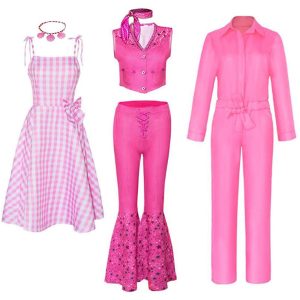 Movie & TV Theme Costumes |   Movie Outfits Western Cowgirl Costume Star-Covered Flared Pants Pink Gingham Dress Cheerleader Jumpsuit Y2K Retro Vintage Pink dress Cosplay & Costumes Movie & TV Theme Costumes