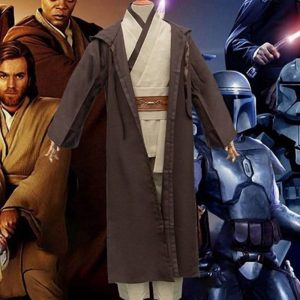 Movie & TV Theme Costumes |   Obi-Wan Kenobi Jedi Knight Cosplay Costume Outfits Men’s Movie Cosplay Cosplay Brown Coffee Carnival Masquerade Coat Top Pants Coffee Cosplay & Costumes Coffee