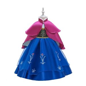 Movie & TV Theme Costumes |   Princess Anna Dress Masquerade Flower Girl Dress Girls’ Movie Cosplay A-Line Slip Retro Vintage Cosplay Blue Dress Carnival Masquerade Polyester World Book Day Costumes Blue Cosplay & Costumes Blue