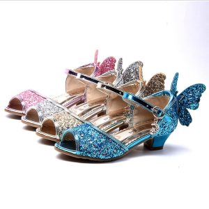 Movie & TV Theme Costumes |   Princess Elsa Shoes Girls’ Movie Cosplay Sequins Golden Rosy Pink Silver Shoes Halloween Children’s Day Masquerade World Book Day Costumes Blue Cosplay & Costumes Blue