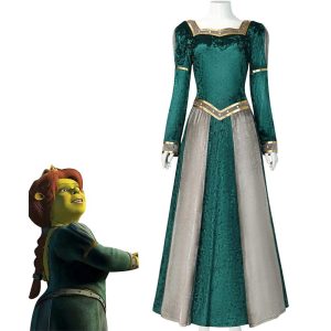 Movie & TV Theme Costumes |   Princess Fiona Dress Monster Shrek Vintage Medieval Renaissance Dress Cosplay Costume Women’s Movie Cosplay Party Green Dress Halloween Carnival Masquerade Green Cosplay & Costumes Green