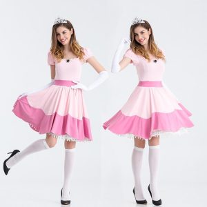 Movie & TV Theme Costumes |   Princess Peach Cosplay Costume 3 PCS Super Bros Dress Tiara Gloves Adults’ Women’s Outfits Sexy Costume Halloween Masquerade Easy Halloween Costumes Pink Cosplay & Costumes Movie & TV Theme Costumes