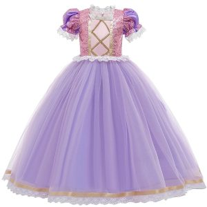 Movie & TV Theme Costumes |   Princess Sofia Rapunzel Dress Flower Girl Dress Girls’ Movie Cosplay A-Line Slip Vacation Dress Purple Rosy Pink Dress Halloween Children’s Day Masquerade Tulle Sequin Cotton World Book Day Costumes Pink Cosplay & Costumes Movie & TV Theme Costumes