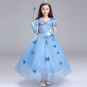 Movie & TV Theme Costumes |   Snow White and the Seven Dwarfs Cinderella Fairytale Princess Flower Girl Dress Theme Party Costume Tulle Dresses Girls’ Movie Cosplay Halloween Dress Carnival Masquerade World Book Day Costumes Blue Cosplay & Costumes Blue