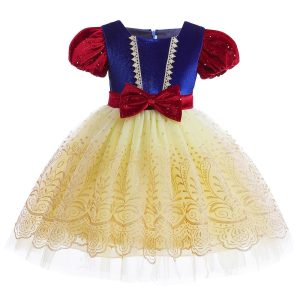 Movie & TV Theme Costumes |   Snow White and the Seven Dwarfs Snow White Fairytale Princess Flower Girl Dress Theme Party Costume Tulle Dresses Girls’ Movie Cosplay Halloween Blue Dress Carnival Masquerade World Book Day Costumes Blue Cosplay & Costumes Blue