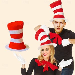 Movie & TV Theme Costumes |   The Cat in the Hat Cosplay Cosplay Costume Gloves Hat Men’s Women’s Movie Cosplay Cosplay Halloween RedYellow Red Halloween Carnival Masquerade Gloves Hat Tie Red Cosplay & Costumes Movie & TV Theme Costumes