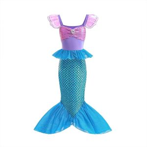 Movie & TV Theme Costumes |   The Little Mermaid Little Mermaid Mermaid Tail Aqua Princess Dress Theme Party Costume Girls’ Movie Cosplay Cosplay Halloween Blue Green Halloween Carnival Masquerade Dress Blue Cosplay & Costumes Blue