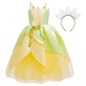 Movie & TV Theme Costumes |   Tinker Bell Fairytale Princess Tiana Flower Girl Dress Theme Party Costume Tulle Dresses Girls’ Movie Cosplay Active Sweet Wedding Wedding Guest Dress Accessory Set Cosplay & Costumes Movie & TV Theme Costumes