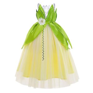 Movie & TV Theme Costumes |   Tinker Bell Fairytale Princess Tiana Flower Girl Dress Theme Party Costume Tulle Dresses Girls’ Movie Cosplay Cosplay Halloween Green Dress Halloween Carnival Masquerade World Book Day Costumes Green Cosplay & Costumes Green