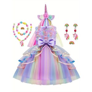 Movie & TV Theme Costumes |   Unicorn Dress Cosplay Wigs Bag Girls’ Movie Cosplay Dance Tight Tutus Rainbow Halloween Carnival New Year Wedding Wedding Guest Dress Headwear Rainbow Cosplay & Costumes Movie & TV Theme Costumes