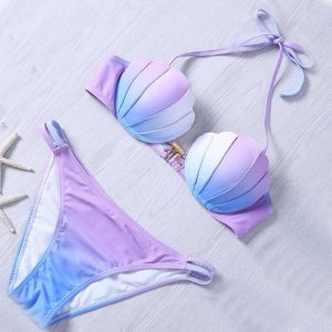 Swimwear & Beachwear |   2 pcs Swimwear Bikini Swimsuits Mermaid Women’s Solid Color Polyester Bra Briefs Cosplay & Costumes Swimwear & Beachwear