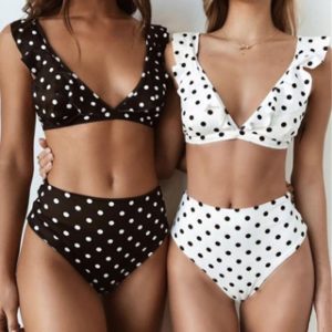 Swimwear & Beachwear |   Polka Dots Retro Vintage 1950s High Waisted Swimwear Swimsuit Women’s Polka Dot Masquerade Party / Evening Top White Cosplay & Costumes Swimwear & Beachwear