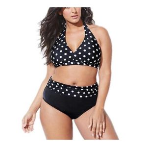 Swimwear & Beachwear |   Swimwear Bikini Plus Size 1950s High-Waisted Women’s Floral Polka Dot Polyester 90# 94# Bra Briefs Green Cosplay & Costumes Green