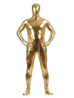 Zentai Suits |   Shiny Zentai Suits Skin Suit Full Body Suit Adults’ Spandex Latex Cosplay Costumes Sex Men’s Women’s Solid Colored Halloween Masquerade / Leotard / Onesie / Leotard / Onesie Golden Cosplay & Costumes Golden