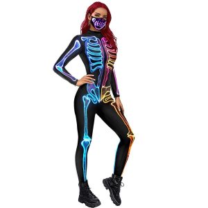 Zentai Suits |   Zentai Suits Catsuit Skin Suit Skeleton / Skull Adults’ Cosplay Costumes Cosplay Scary Costume Women’s Ghost Devil Carnival Masquerade Blue Cosplay & Costumes Blue