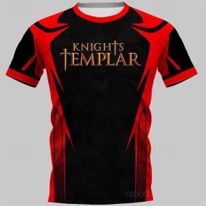 Everyday Cosplay Anime Hoodies & T-Shirts |   Knights Templar Warriors T-shirt Print 3D Graphic For Men’s Adults’ Carnival Masquerade 3D Print Casual Daily Black Cosplay & Costumes Black