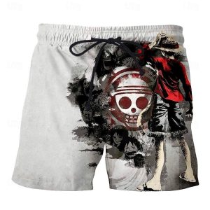 Everyday Cosplay Anime Hoodies & T-Shirts |   One Piece Monkey D. Luffy Portgas·D· Ace Beach Shorts Board Shorts Back To School Anime Harajuku Graphic Kawaii For Couple’s Men’s Women’s Adults’ Back To School 3D Print Street Casual Daily White Cosplay & Costumes Everyday Cosplay Anime Hoodies & T-Shirts