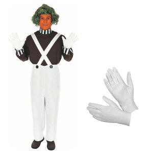 Movie & TV Theme Costumes |   Charlie and the Chocolate Factory Wonka Oompa Loompa Cosplay Costume Men’s Women’s Movie Cosplay Cosplay White 1 White 2 Halloween Carnival Masquerade Top Pants Gloves White 1 Cosplay & Costumes Movie & TV Theme Costumes