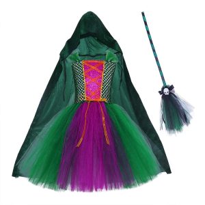 Movie & TV Theme Costumes |   Hocus Pocus Witch Winifred Dress Cloak Masquerade Girls’ Movie Cosplay Cosplay Costume Party Fuchsia Green Masquerade Dress Cloak Fuchsia Cosplay & Costumes Fuchsia