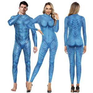 Zentai Suits |   Zentai Suits Catsuit Skin Suit Avatar 2 The Way of Water Neytiri Jake Sully Adults’ Cosplay Costumes Halloween Men’s Women’s Monster Halloween Carnival Blue Cosplay & Costumes Blue