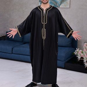 Ethnic & Cultural Costumes |   Men’s Robe Thobe / Jubba Religious Saudi Arabic Arabian Muslim Ramadan Adults Leotard / Onesie Black Cosplay & Costumes Black