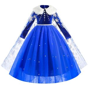 Movie & TV Theme Costumes |   Frozen Fairytale Princess Elsa Flower Girl Dress Theme Party Costume Tulle Dresses Girls’ Movie Cosplay Cosplay Halloween Blue Dress Halloween Carnival Masquerade Polyester World Book Day Costumes Blue Cosplay & Costumes Blue