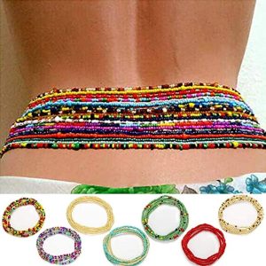 Costumes Jewelry |   African Waist Beads Chain Layered Belly Body Chain Beach 2Pack Waist Jewelry Body Accessories for Women Waist Chain For Bikini Gold-Rainbow Cosplay & Costumes Costumes Jewelry