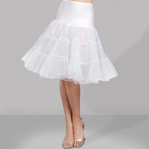 Historical & Vintage Costumes |   1950s Princess Petticoat Hoop Skirt Tutu Under Skirt Crinoline Tulle Skirt Women’s Costume Vintage Cosplay Party / Evening Prom Short / Mini Skirt Red & White Cosplay & Costumes Historical & Vintage Costumes