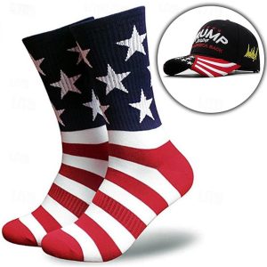 Halloween & Carnival Costumes |   Independence Day July 4 USA Flag Baseball Cap Socks USA Flag Graphic For Men’s Adults’ Independence Day / the Fourth of July 4th of July 3D Print Festival Red Cosplay & Costumes Halloween & Carnival Costumes