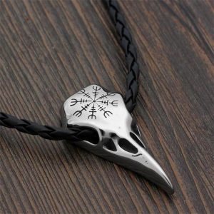 Historical & Vintage Costumes |   Viking Necklace Crow Skull Pendant Odin Rune Amulet Men’s Medieval Pirate Jewelry Retro Vintage Silver & Black Cosplay & Costumes Historical & Vintage Costumes