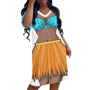 Swimwear & Beachwear |   Women’s Bikini Shirt Cover Up Dress Funny Cute Bikini Print for Swimwear Short Sleeve 3D Graphic Baggy Swimwear Cover-Up Orange Cosplay & Costumes Orange