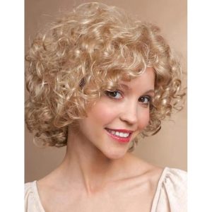 Halloween & Carnival Costumes |   Wig Natural Wave Asymmetrical With Bangs Wig Short Light Blonde Synthetic Hair Women’s Classic Blonde Blonde Short Blonde Curly with Bangs Full Bouncy Curly Wigs Light Blonde Cosplay & Costumes Halloween & Carnival Costumes