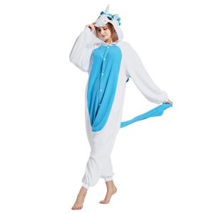 Kigurumi Pajamas |   Adults’ Kigurumi Pajamas Unicorn Animal Patchwork Onesie Pajamas Pajamas Polar Fleece Cosplay For Men and Women Christmas Animal Sleepwear Cartoon Blue Cosplay & Costumes Blue