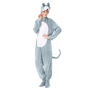 Kigurumi Pajamas |   Adults’ Kigurumi Pajamas Wolf Character Onesie Pajamas Flannel Fabric Cosplay For Men and Women Carnival Animal Sleepwear Cartoon Gray Cosplay & Costumes Gray