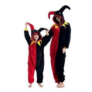 Kigurumi Pajamas |   Kid’s Adults’ Kigurumi Pajamas Nightwear Onesie Pajamas Animal Clown Animal Onesie Pajamas Cute Flannel Cosplay For Men and Women Boys and Girls Christmas Animal Sleepwear Cartoon Black | Red Cosplay & Costumes Black / Red