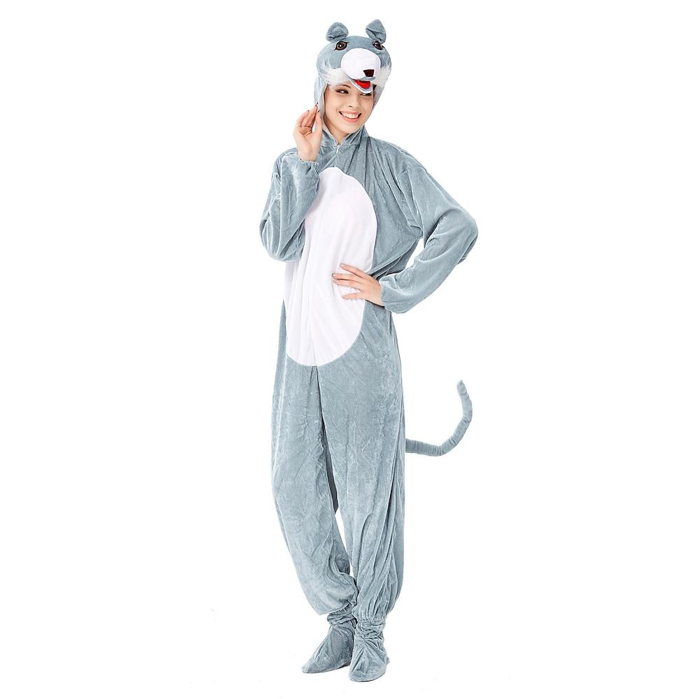 Kigurumi Pajamas |   Adults’ Kigurumi Pajamas Wolf Character Onesie Pajamas Flannel Fabric Cosplay For Men and Women Carnival Animal Sleepwear Cartoon Gray Cosplay & Costumes Gray